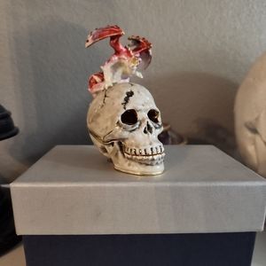 Skull with dragon trinket box